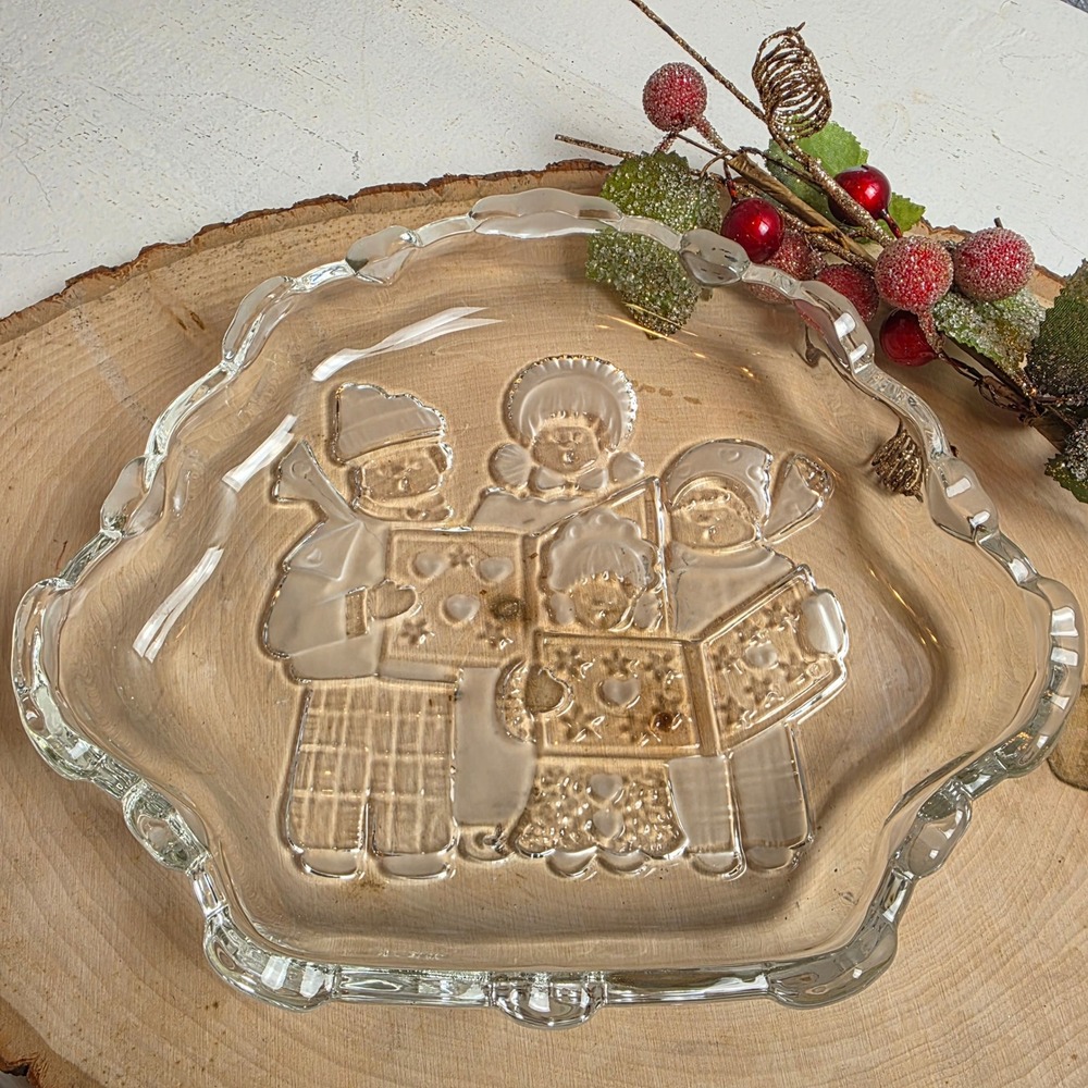 Vintage Mikasa Celebrations Carolers Collection‎ Frosted Glass Dish Christmas